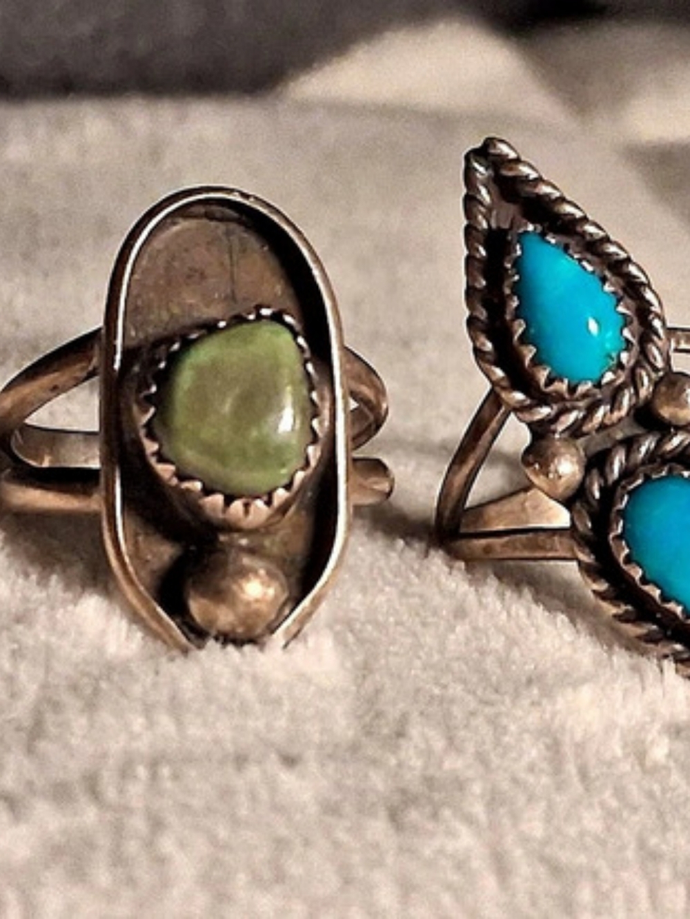 Turquoise & Green Stone Ring Set